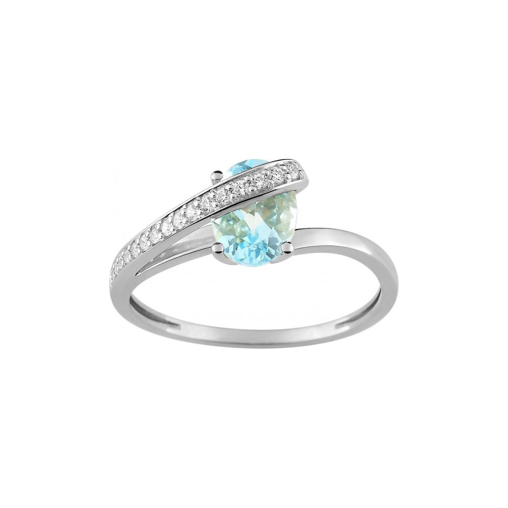 Bague or blanc 18 carats et oxyde de zirconium